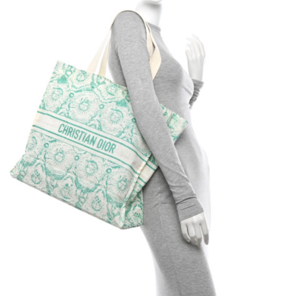 Brand New Canvas Dioriviera Toile de Jouy Soleil Tote Aquamarina - Picture 2 of 4